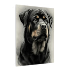 Rottweiler Wall Art, Charcoal Dog Portrait Canvas Print, Rotti Lover Gift, Modern Pet Art Decor