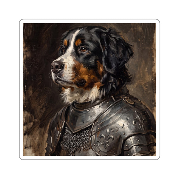 Bernese Mountain Dog Medieval Knight Portrait Sticker, Dog Portrait Vinyl Decal, Kiss-Cut Sticker, Bernese Mountain Dog Lover Gift