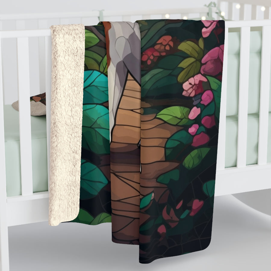 Beagle Low Poly Forest Sherpa Fleece Blanket | Dog Lover Gift