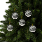 Pack of 5 Labrador Retriever memorial ornaments on a Christmas tree