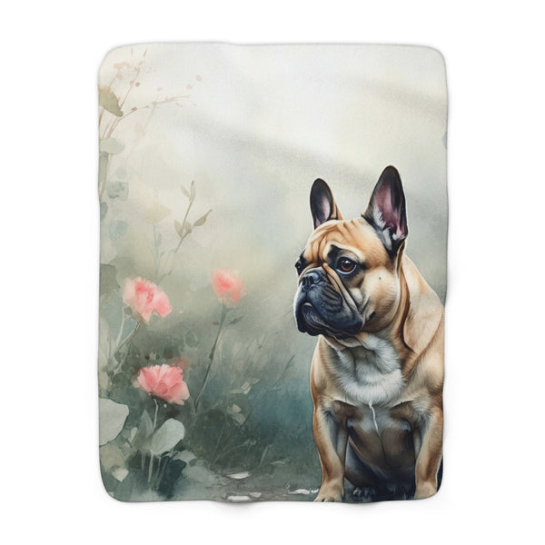 French Bulldog Watercolor Rain Garden Throw Blanket | Premium Dog Prints | Tritan