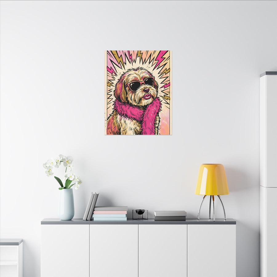 Havanese Comic Art Canvas - Energetic Pop Art Dog Portrait with Halftone Style