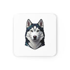 Siberian Husky Low Poly Cool Jewel Cork Back Coaster | Dog Lover Gift