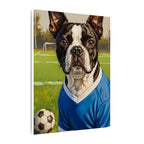 Boston Terrier Oil Painting Soccer Portrait Canvas Wall Art - Dog Lover Gift, Pet Decor, Sports Fan Home Art
