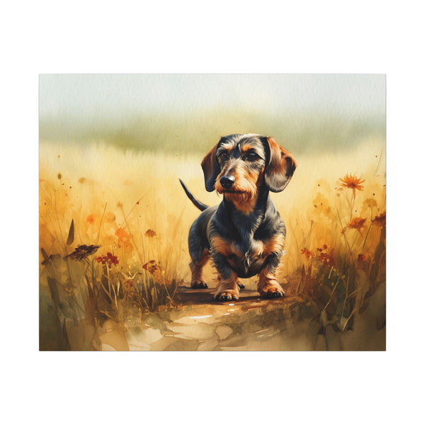 Dachshund Watercolor Canvas Wall Art - Doxie Dog Lover Gift, Sausage Dog Print Home Decor