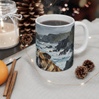 Acrylic Painting English Bulldog - Coastal Cliffside | Ceramic Mug 11oz