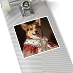 Corgi Kings & Queens Royal Portrait Sticker, Dog Portrait Vinyl Decal, Kiss-Cut Sticker, Corgi Lover Gift