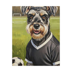 Miniature Schnauzer Soccer Portrait Oil Painting Canvas Wall Art, Schnauzer Dog Lover Gift, Pet Decor, Sports Fan Home Decor