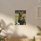 German Shepherd Oil Painting Soccer Portrait Canvas Wall Art Decor, Dog Lover Gift, Pet Owner Present, GSD Art Print