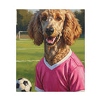 Poodle Oil Painting Soccer Portrait Wall Art, Poodle Mom Gift, Dog Lover Decor, Stretched Canvas Print