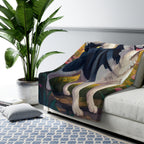 Siberian Husky Low Poly Prairie Sherpa Fleece Blanket | Dog Lover Gift