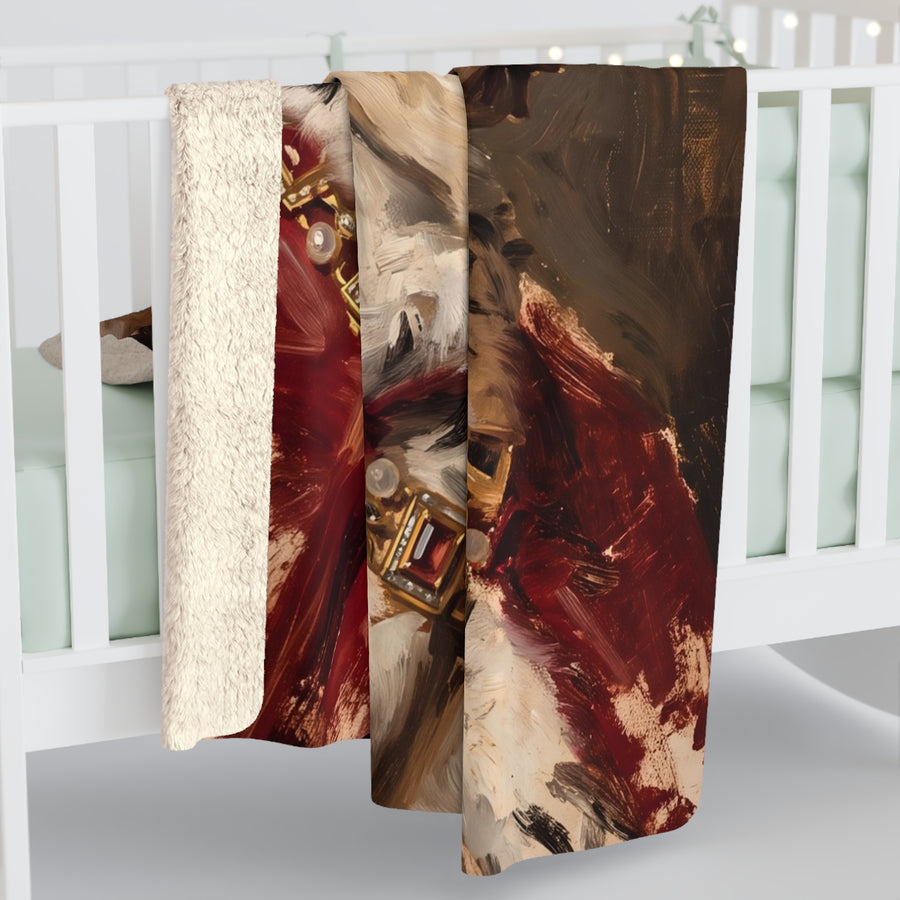 English Bulldog Kings & Queens Royal Portrait Regal Throw Blanket | Premium Dog Art | Tritan