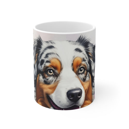 Australian Shepherd Watercolor Butterfly Bloom Coffee Mug | Premium Dog Prints | Tritan