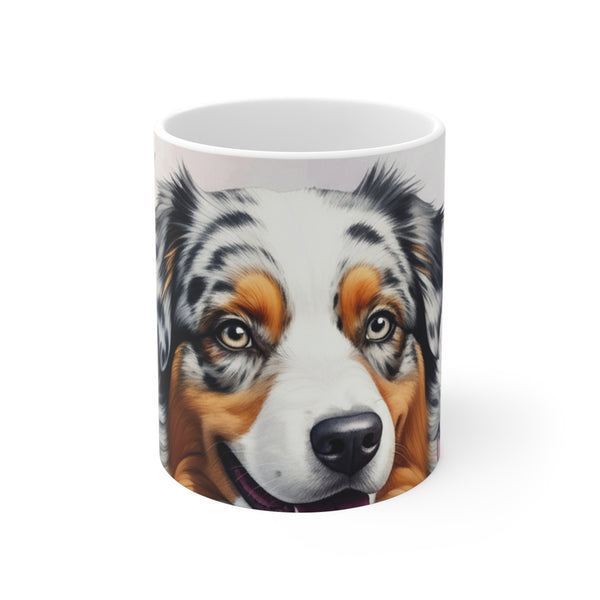 Australian Shepherd Watercolor Butterfly Bloom Coffee Mug | Premium Dog Prints | Tritan