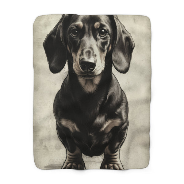 Dachshund Charcoal Portrait Throw Blanket | Premium Dog Prints | Tritan — primary view