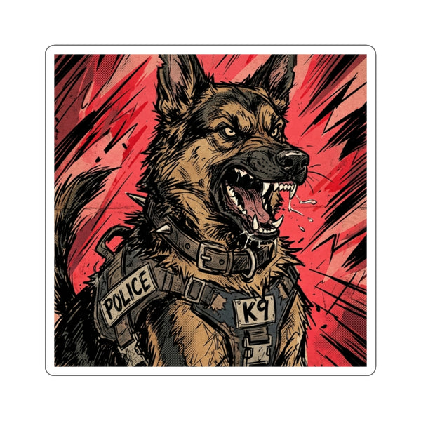 The Defender German Shepherd Die-Cut Sticker | Comic Dog Art Gift