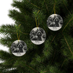 Pack of 3 Poodle memorial ornaments on a Christmas tree
