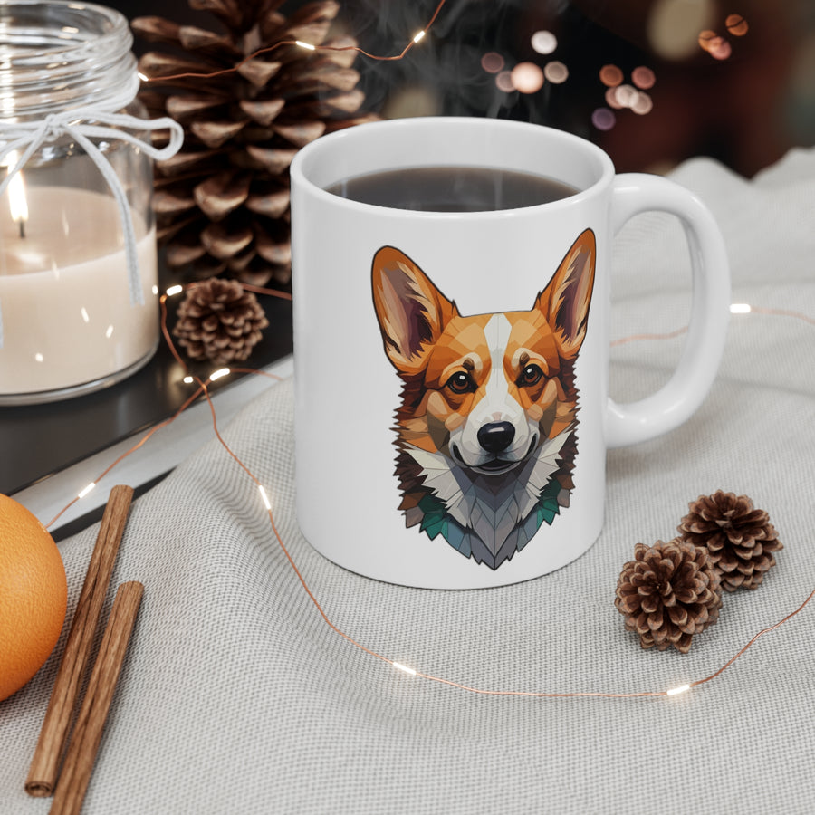Corgi Stained Glass Cool Jewel Ceramic Mug 11oz | Dog Lover Gift