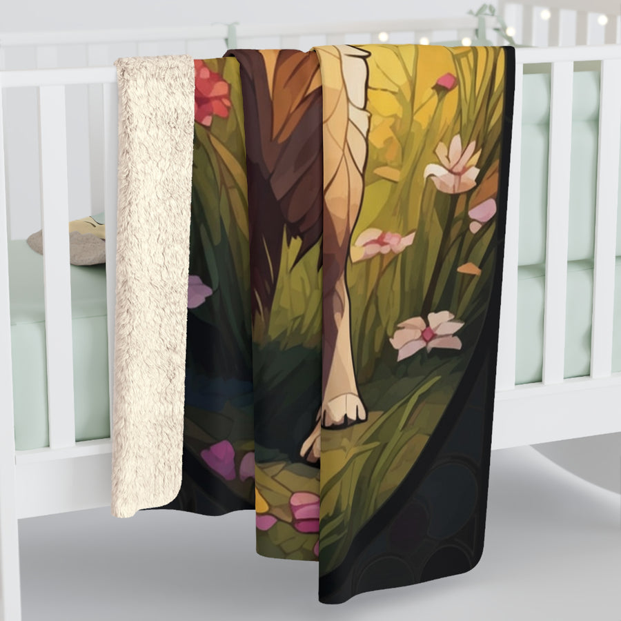 Golden Retriever Low Poly Prairie Sherpa Fleece Blanket | Dog Lover Gift