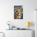 Corgi Post-Impressionist Oil Painting Canvas, Funny Dog Wall Art Decor, Pembroke Welsh Corgi Lover Gift for Him Her, Pet Art Print