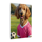 Poodle Oil Painting Soccer Portrait Wall Art, Poodle Mom Gift, Dog Lover Decor, Stretched Canvas Print