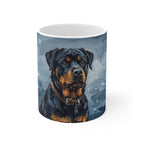Acrylic Painting Rottweiler - Coastal Cliffside | Ceramic Mug 11oz