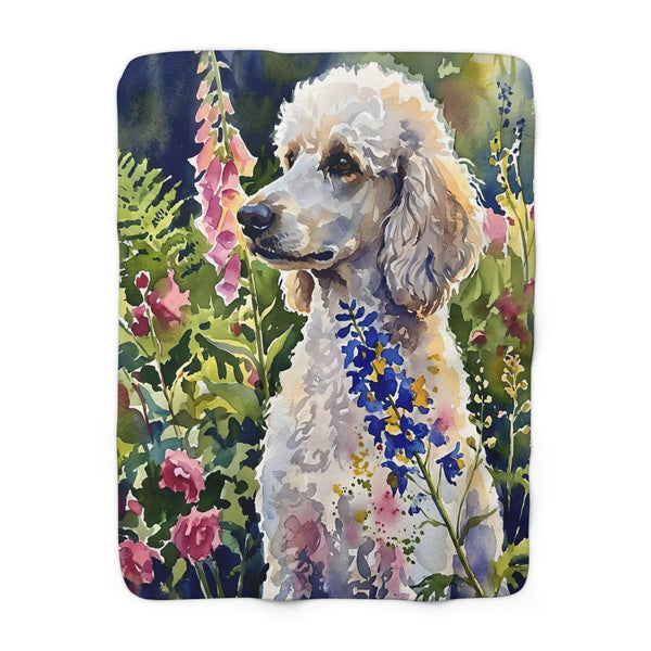 Poodle Watercolor Cottage Garden Throw Blanket | Premium Dog Art | Tritan