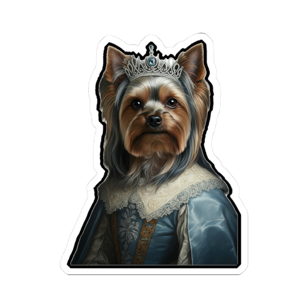 Yorkshire Terrier Kings & Queens Royal Portrait Sticker, Dog Portrait Vinyl Decal, Kiss-Cut Sticker, Yorkshire Terrier Lover Gift
