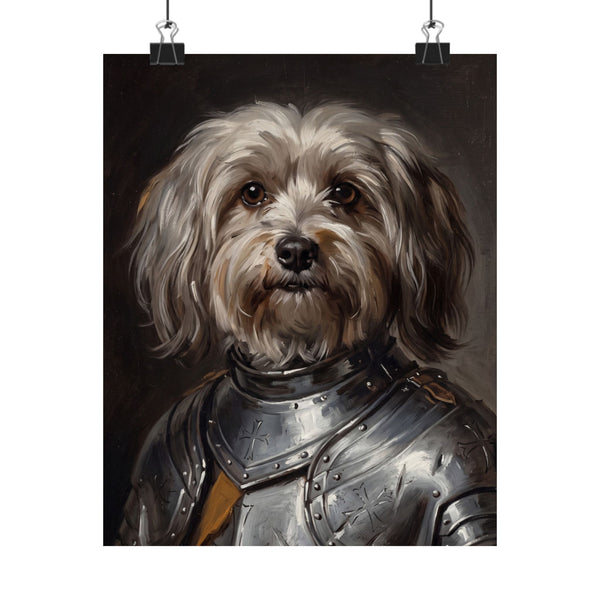 Havanese Medieval Knight Portrait Matte Poster, Regal Dog Art Print, Havanese Lover Gift, Wall Art