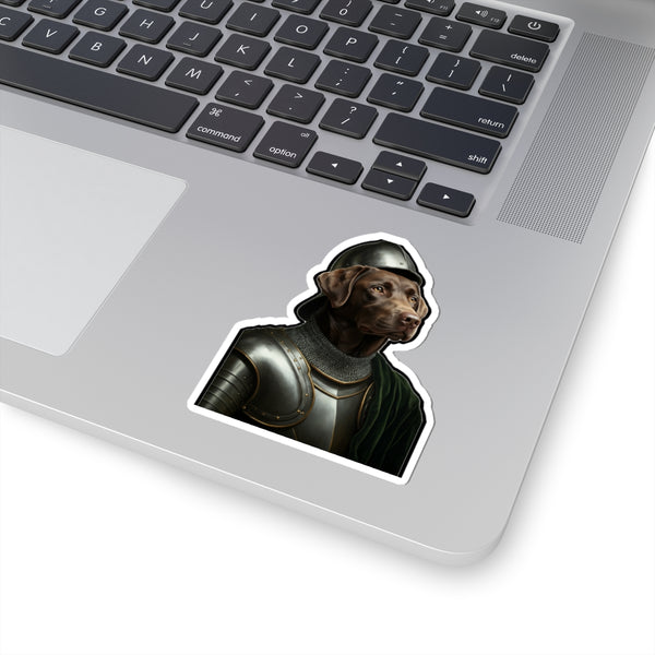 Labrador Retriever Medieval Knight Portrait Sticker, Dog Portrait Vinyl Decal, Kiss-Cut Sticker, Labrador Retriever Lover Gift — Lifestyle View