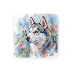Siberian Husky Watercolor Drink Coaster by Tritan — angled detail view