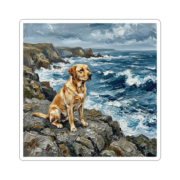 Acrylic Gallery Print Labrador Retriever - Coastal Cliffside | Kiss-Cut Stickers