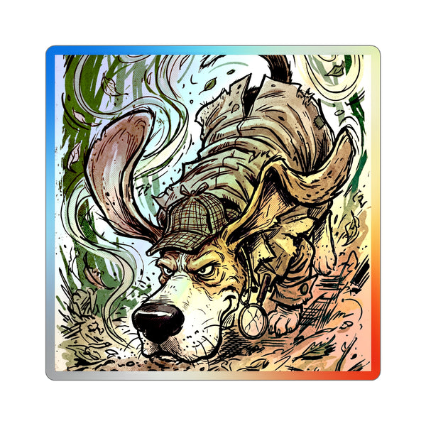 The Super Sleuth Beagle Holographic Sticker | Comic Dog Art Gift