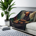 Dachshund Low Poly Forest Sherpa Fleece Blanket | Dog Lover Gift