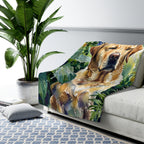 Labrador Retriever Watercolor Rain Garden Throw Blanket | Premium Dog Art | Tritan