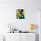 German Shorthaired Pointer Oil Painting Soccer Portrait Wall Art, GSP Dog Lover Gift, Canine Decor, Fetching Football Fan Canvas