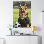 German Shepherd Oil Painting Soccer Portrait Canvas Wall Art Decor, Dog Lover Gift, Pet Owner Present, GSD Art Print
