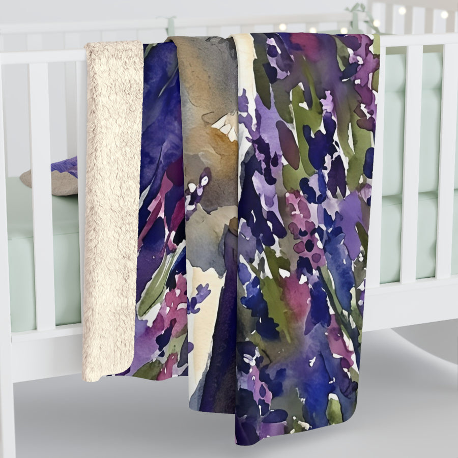 Labrador Retriever Watercolor Lavender Fields Throw Blanket | Premium Dog Art | Tritan