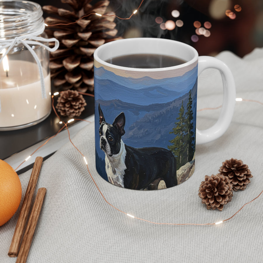 Acrylic Boston Terrier - Mountain Overlook | Ceramic Mug 11oz