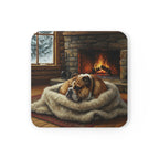 Acrylic English Bulldog - Winter Hearth | Cork Back Coaster