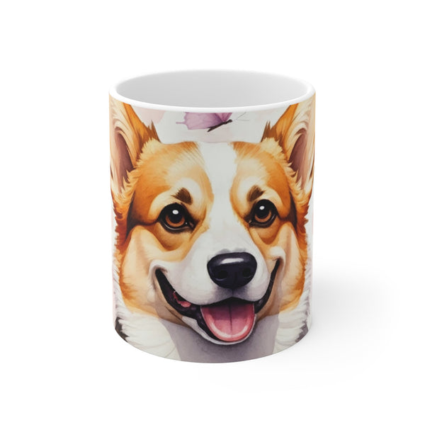 Corgi Watercolor Butterfly Bloom Gift Set — Mug + Coaster + Sticker | Tritan