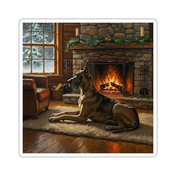 Acrylic Great Dane - Winter Hearth | Kiss-Cut Stickers
