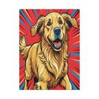 Golden Retriever Comic Pop Art Canvas - Dynamic Dog Print with Retro Halftone Style