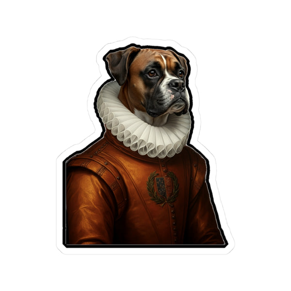 Boxer Renaissance Royal Portrait Sticker, Dog Portrait Vinyl Decal, Kiss-Cut Sticker, Boxer Lover Gift