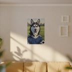 Siberian Husky Oil Painting Soccer Portrait Canvas Art | Dog Wall Decor | Pet Lover Gift for Sports Fans