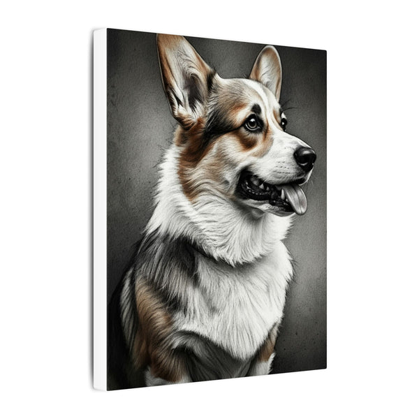 Corgi Charcoal Portrait Canvas Wall Art, Dog Lover Gift, Stretched Canvas Print, Pet Home Decor, Animal Art, Corgi Mom Dad Present
