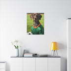 German Shorthaired Pointer Oil Painting Soccer Portrait Wall Art, GSP Dog Lover Gift, Canine Decor, Fetching Football Fan Canvas
