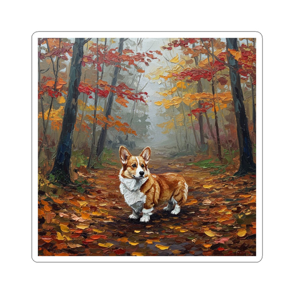 Acrylic Corgi - Autumn Woods | Kiss-Cut Stickers