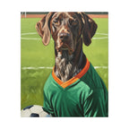 German Shorthaired Pointer Oil Painting Soccer Portrait Wall Art, GSP Dog Lover Gift, Canine Decor, Fetching Football Fan Canvas