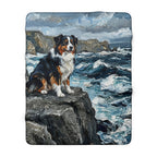Australian Shepherd Acrylic Gallery Print Coastal Cliffside Throw Blanket | Premium Dog Prints | Tritan — view 3 of 9
